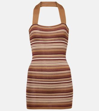 Aya Muse Striped silk-blend halterneck minidress