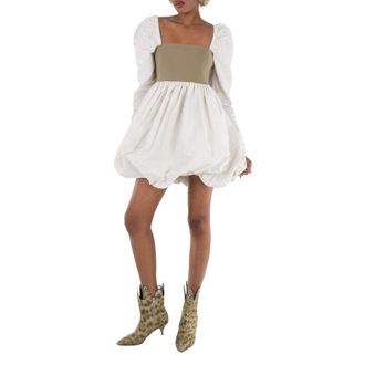 Ganni Taffeta Mix Balloon Mini Long Sleeve Dress, Brand Size 40 (US Size 6)