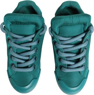 Dolce & Gabbana Teal Portofino Men Low Top Sneakers Shoes Leather