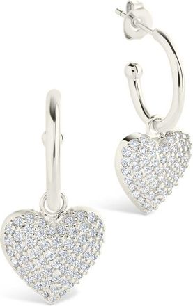 Sterling Forever Disco Heart Hoop Earrings in Silver at Nordstrom
