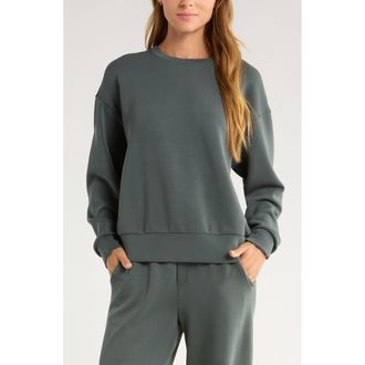 Zella Ultra Soft Boxy Crew Sweatshirt in Green Urban at Nordstrom, Size Small