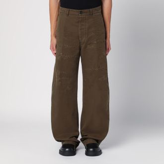 Dsquared2 Pantalone ampio verde militare con usure