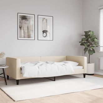 vidaXL Sof&aacute; Cama Sin Colch&oacute;n Tela Crema 90x200 Cm Vidaxl