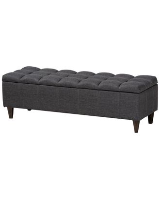 Design Studios Brette Modern Charcoal Finished Wood Storage Bench Ottoman