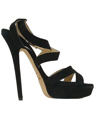 Jimmy Choo London Womens Suede Louise Crisscross Platform Sandal (Authentic Pre- Loved)