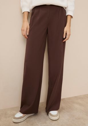 Tamaris Anzughose TAMARIS, Damen, Gr. 42, N-Gr, braun, Web, Obermaterial: 63% Polyester, 33% Viskose, 4% Elasthan, unifarben, l&auml;ssig geschnitten lang, Hosen A