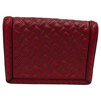Bottega Veneta Pre-owned Womens Mini Montebello Crossbody Bag in Burgundy Leather - One Size