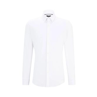 HUGO BOSS Slim-fit Performance Stretch Jersey Shirt - Heren - Zakelijke Overhemden - Wit - 5XL - Overhemden