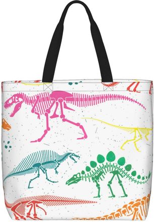 Generic Women Handbag Black And White Dinosaur Skeleton Pattern Women Tote Bag Large Capacity Girls Ladies Purse, For Wedding, Graduation, Daily, Gym, Work