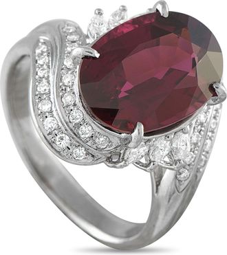 Luxury Bazaar Platinum 0.55ct Diamond and Garnet Ring MF03-110625