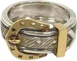 Herm&egrave;s Gold Silver Gold (18K) Silver 925 Band Ring (Pre-Owned)