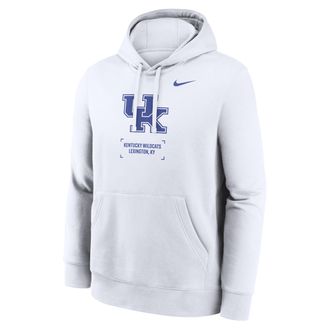 Nike Kentucky Club Basketball 2-Hit Nike Mens College Pullover Hoodie in White | NKDK10ANKY-DV1