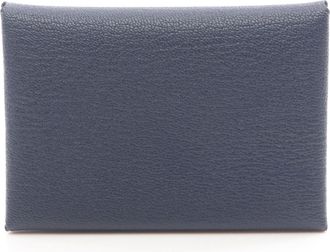 Herm&egrave;s Blue Nuit Navy Chevre Leather Coin Purse/Coin Case (Pre-Owned)