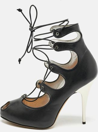 Giuseppe Zanotti Black Leather Lace Up Pumps