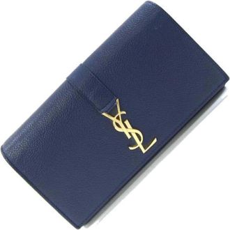 Saint Laurent Pre-owned Wallets, female, Blue, Size: ONE SIZE Pre-owned Leather Wallet