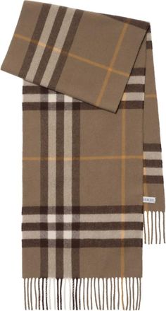 Burberry Sciarpa in cashmere con frange - Marrone