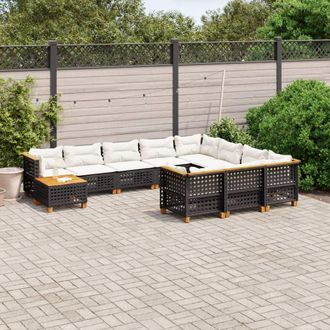 vidaXL Vidaxl - Set Divani Da Giardino 11 Pz Con Cuscini In Polyrattan Nero