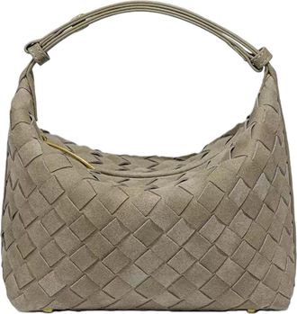 Generic Woven Suede Hobo Bag for Women - Hand-Woven Suede Shoulder Bag with Spacious Interior, Zip Pocket & Adjustable Strap