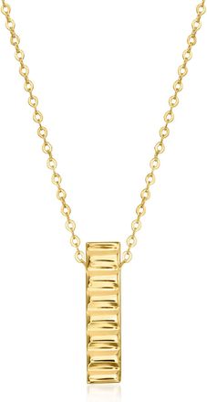 RS Pure by Ross-Simons Italian 14kt Yellow Gold Ridged Linear Bar Necklace