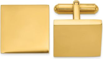 Diamond2Deal Stainless Steel Polished Yellow IP-plated Square Cuff Links