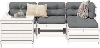 vidaXL Juego De Sof&aacute;s De Jard&iacute;n 5 Piezas Madera Maciza De Pino Blanco Vidaxl