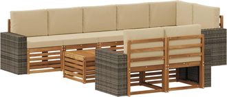 vidaXL Conjunto De Sof&aacute;s De Exterior 9 Uds. Natural Y Beige Poli&eacute;ster Vidaxl