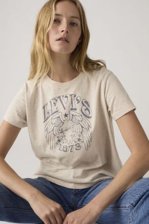 Levi's Camiseta Graphic Boxy - Mujer - XS - Blanco / Western Archival Levis Eagle Oatmeal Heather