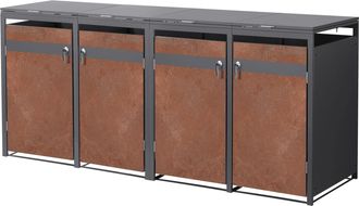 ML Design Ml-design Cobertizo De Exterior Para 4 Cubos De Basura De 240l 264x80x120cm Antracita Con Acabado &Oacute;xido Mueble Cubrecontenedor De Acero Resistente Con