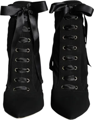 Dolce & Gabbana Black Jersey Stretch Ankle Booties Womens Shoes