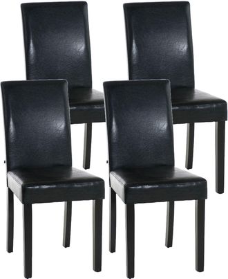 Clp Set De 4 Sillas De Comedor Ina En Polipiel Negro Negro