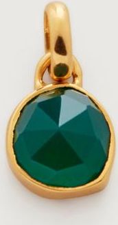 Monica Vinader Gold Siren Bezel Gemstone Small Pendant Green Onyx