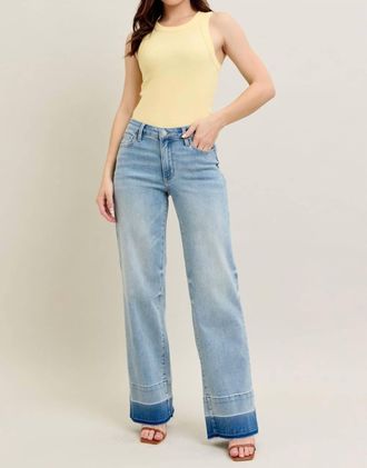 Judy Blue Release Hem Wide Leg Jeans In Denim