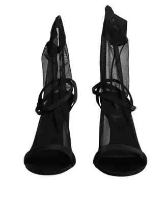 Dolce & Gabbana Black Tulle Stretch Heels Sandals Womens Shoes (Pre-Owned)