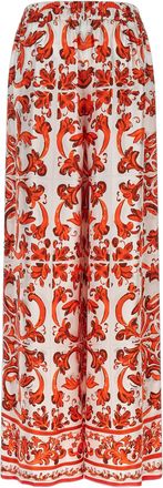 Dolce & Gabbana Womens Orange Silk Flared Pants