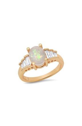 Steeltime 18k Gold Plated Imitation Opal Ring at Nordstrom Rack, Size 9