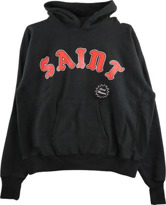 Saint Mxxxxxx logo-print cotton hoodie - men - Cotton - L - Black