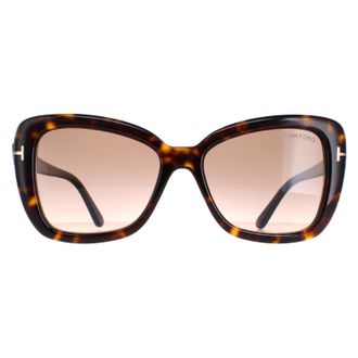 Tom Ford Maeve FT1008 52F donker havana bruin gradiënt zonnebril