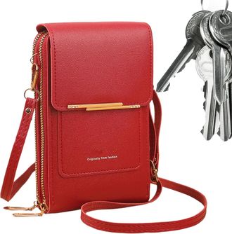 Generic Small Sling Purse - Touchscreen Mobile Key Pouch, Compact Travel Shoulder Bag | PU Leather Zipper Phone Bag for Women with Card Slot, for Lipstick Mon