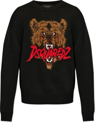 Dsquared2 Wollen Trui - Heren - Ronde hals truien - Zwart - XL - Wol - Truien & Vesten