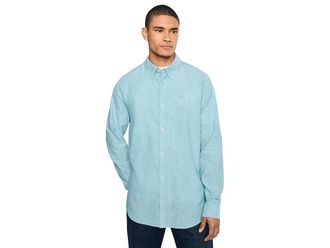 Barbour Nelson Tailored Shirt Mens Clothing Light Teal : 2XL, Cotton/Linen