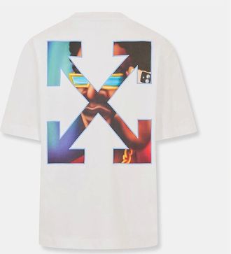 Off-white Mens Barber Skate Crew Neck Short Sleeve T-Shirt - White - Size: 38