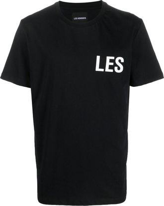 Les Hommes logo-print short-sleeve T-shirt - men - Cotton - M - Black