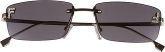 Fendi First Rimless Rectangular Sunglasses in Gold /Smoke at Nordstrom