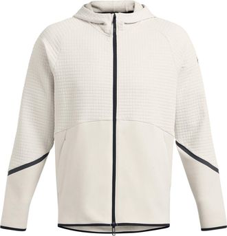 Under Armour Mens Unstoppable Hooded Full Zipper Textured Zipped Pocket Jacket in White - Size X-Large