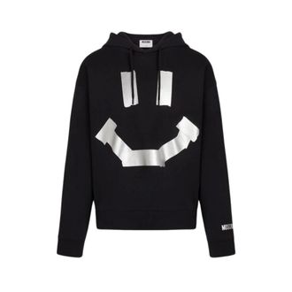 Moschino Sudadera de Algod&oacute;n con Estampado de Cinta Trompe-loeil Smiley - Sweatshirts & Hoodies - Hombre - Negro - 2XL