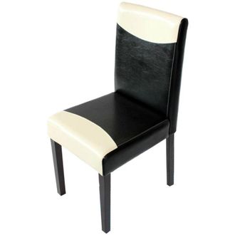 Hhg Littau Silla De Comedor, Silla De Cocina, Piel Sint&eacute;tica, Blanco/negro, Patas Oscuras