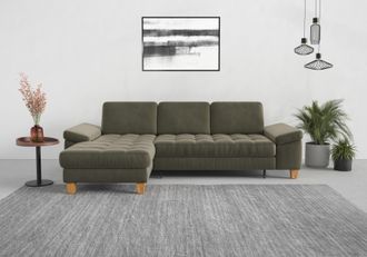 Sit&more Ecksofa »Westham L-Form« mit Recamiere, mit oder ohne Bettfunktion, Bettkasten, Füsse Eiche