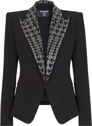 Balmain Geborduurde jas met 6 knopen - Dames - Blazers - Zwart - XS - Leer - Jassen