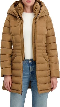 Shelli Segal Quarter Bibbed Puffer Jacket in Toffee at Nordstrom Rack, Size X-Large