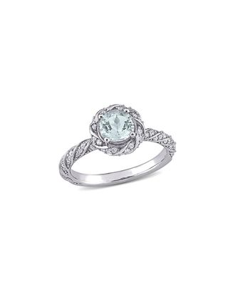 Rina Limor 14K 0.95 Ct. Tw. Diamond & Aquamarine Halo Ring